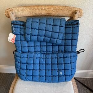 Free people quilted hiker backpack French blue